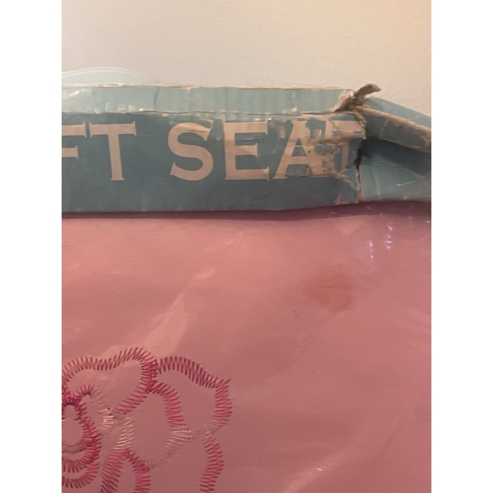 Soft Seat Vintage Embroidered Pink Retro Cushioned Toilet Seat NOS Flowers Rare - Picture 5 of 8
